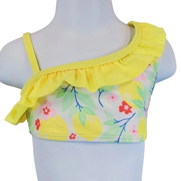 2T Baby Girls Cold Shoulder Yellow Flower Two Piece Bikini Girls Swimsuit - Picture 3 of 5